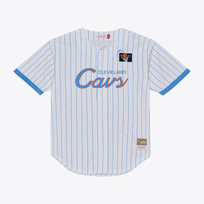 Cleveland Cavaliers Mitchell & Ness Head Coach Pinstripe Mesh Full-Button Baseball Jersey - White