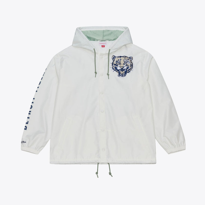 Detroit Tigers Mitchell & Ness Yacht Rock Coaches Full-Snap Hooded Windbreaker Jacket - White
