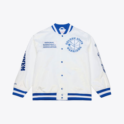 Golden State Warriors Mitchell & Ness Arctic Lightweight Full-Snap Satin Jacket - White