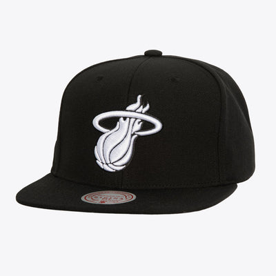 Mitchell & Ness Miami Heat Black & White Evergreen OG Snapback Hat