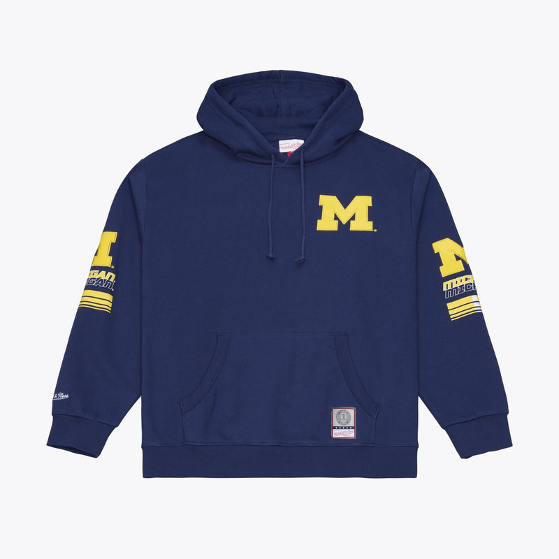 Mitchell & Ness Michigan Wolverines Navy Triple Check Fleece Hoodie