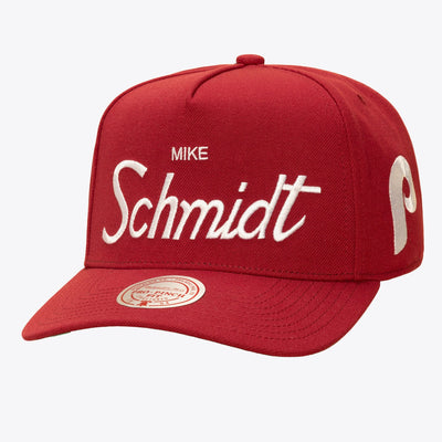 Mitchell & Ness Mike Schmidt Philadelphia Phillies Burgundy Cooperstown Player Script Pro Pinch Snapback Hat
