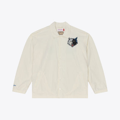 Mitchell & Ness Minnesota Timberwolves Cream Retro Roots Coaches Full-Snap Jacket