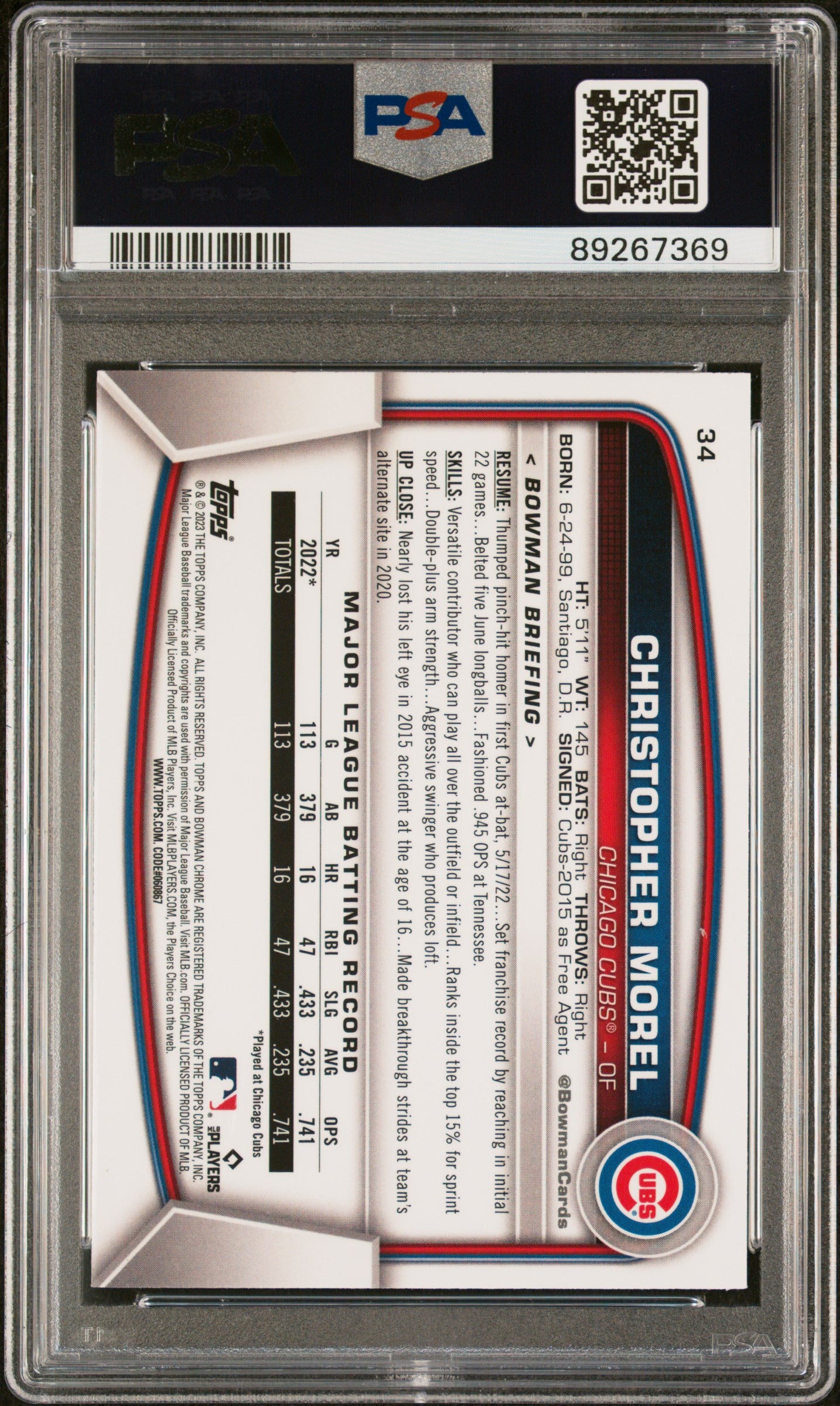 2023 Bowman Mega Box Chrome Christopher Morel #34 PSA 10