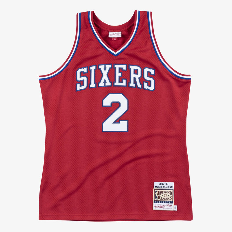 Mitchell & Ness Moses Malone Philadelphia 76ers 1982-83 Red Authentic Jersey
