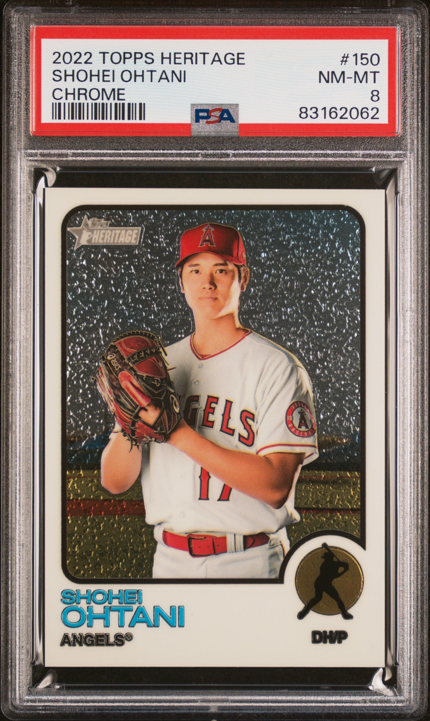 2022 Topps Heritage Chrome Shohei Ohtani SP #150 /999 PSA 8