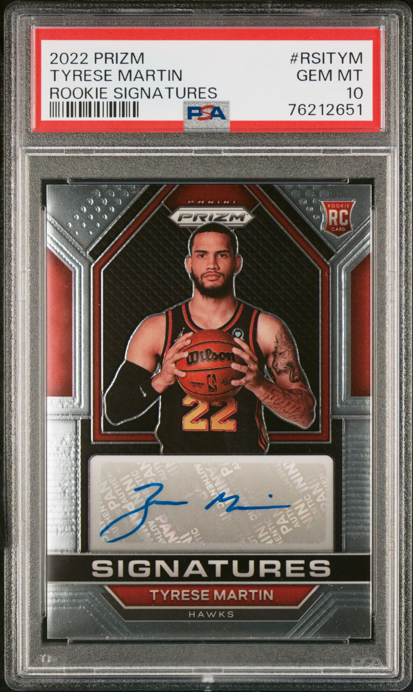 2022 Panini Prizm Rookie Signatures #RSITYM Tyrese Martin PSA 10