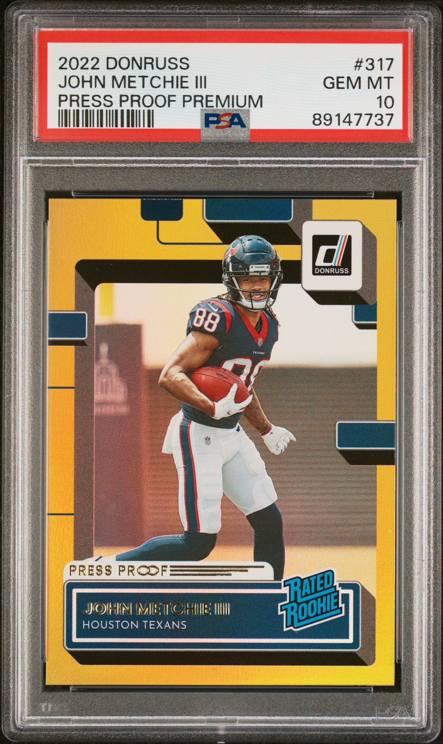 2022 Donruss Press Proof Premium John Metchie III #317 RC PSA 10