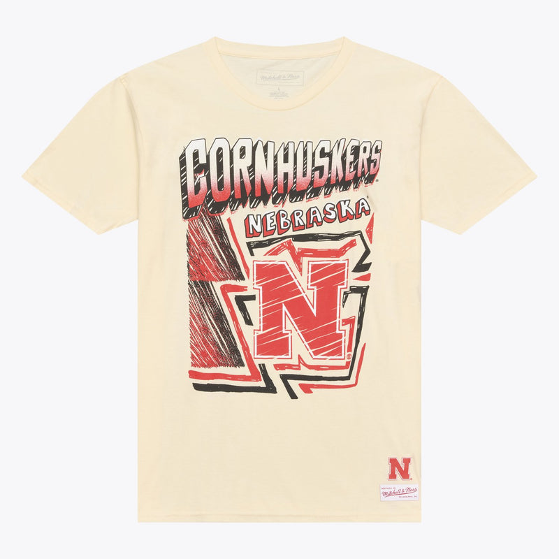 Mitchell & Ness Nebraska Huskers Cream Sidewalk Sketch T-Shirt