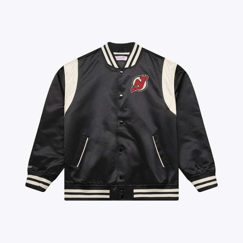 Mitchell & Ness New Jersey Devils Black Retro Roots Lightweight Satin Full-Snap Jacket