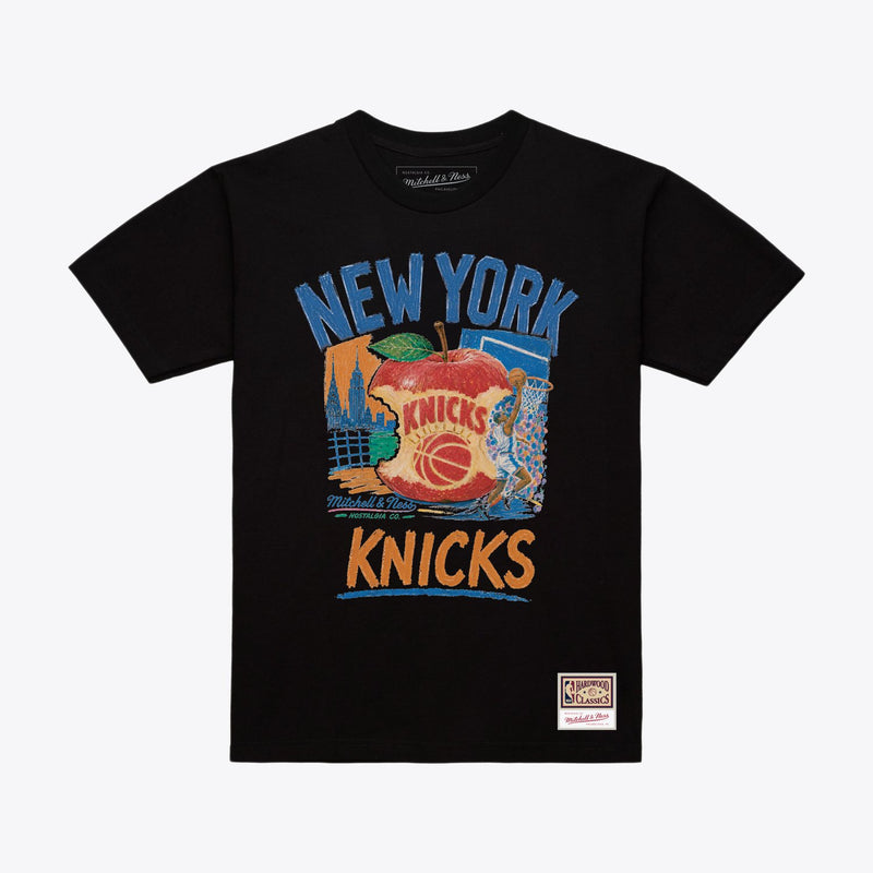 Mitchell & Ness New York Knicks Black Concrete Apple T-Shirt