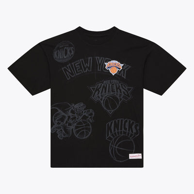 Mitchell & Ness New York Knicks Black Sketch Logo T-Shirt