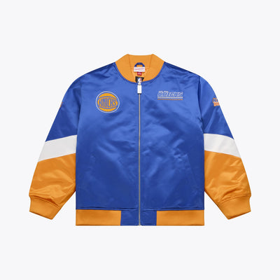 Mitchell & Ness New York Knicks Blue Triple Check Heavyweight Satin Full-Zip Jacket