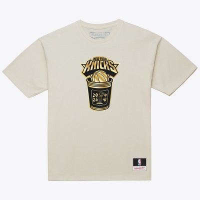 Mitchell & Ness New York Knicks Cream 2026 NBA Finals Champions Coffee Cup T-Shirt