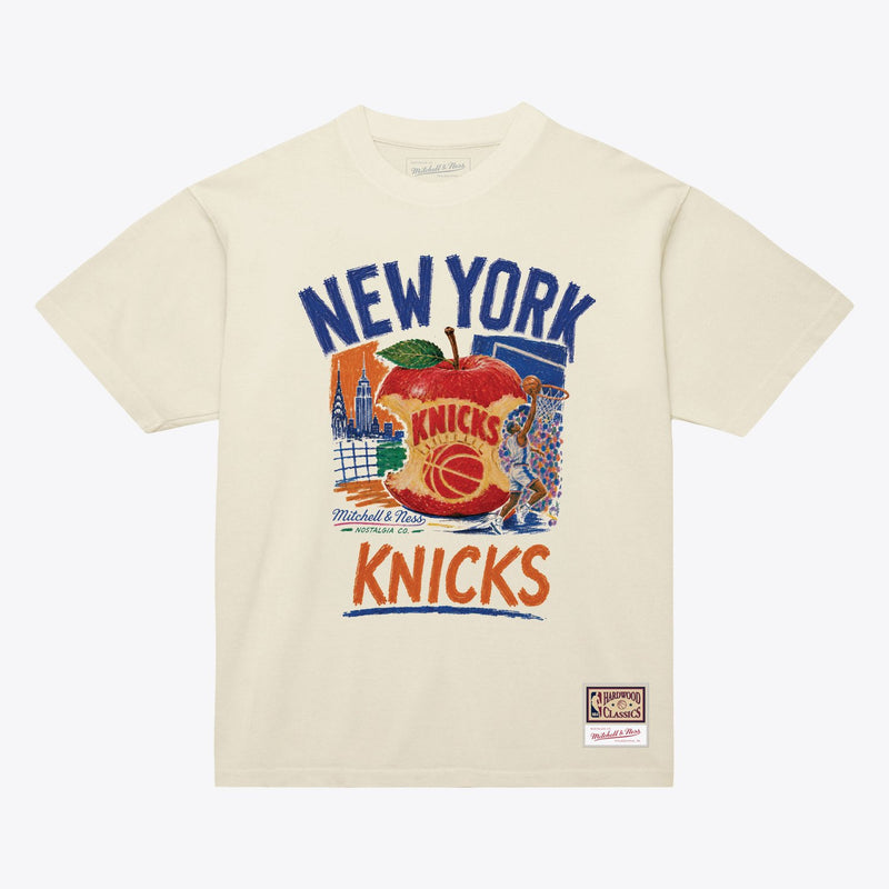 Mitchell & Ness New York Knicks Cream Concrete Apple T-Shirt