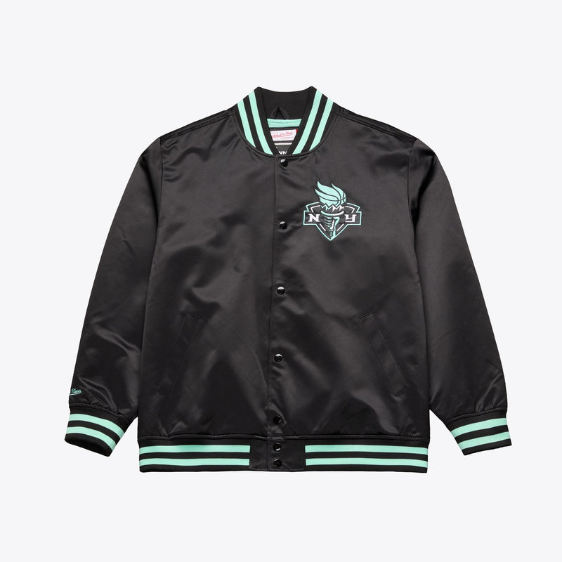Mitchell & Ness New York Liberty Black Lightweight Satin Full-Snap Jacket