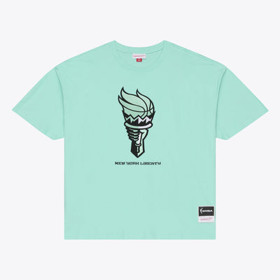 Mitchell & Ness New York Liberty Mint Logo Boxy T-Shirt