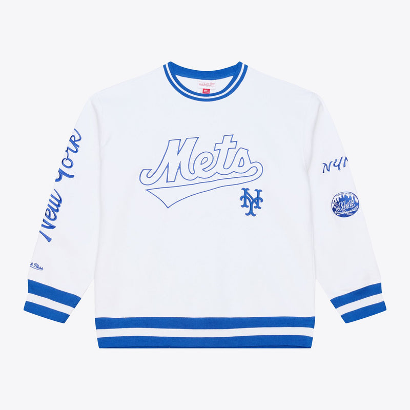 Mitchell & Ness New York Mets Arctic White Fleece Crewneck Sweatshirt