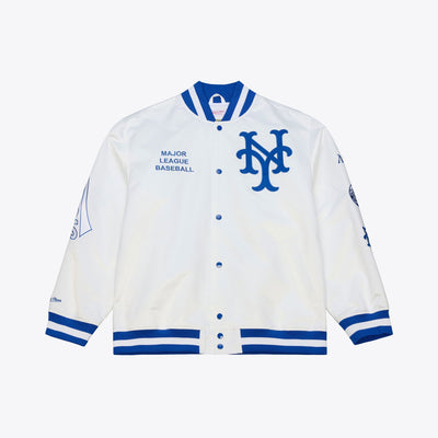 Mitchell & Ness New York Mets Arctic White Lightweight Satin Full-Snap Jacket