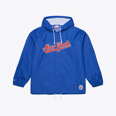 Mitchell & Ness New York Mets Royal Coaches Full-Snap Hooded Windbreaker Jacket