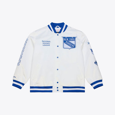 Mitchell & Ness New York Rangers Arctic White Lightweight Satin Full-Snap Jacket