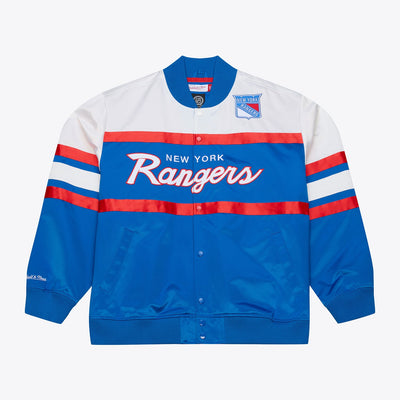 Mitchell & Ness New York Rangers Blue Head Coach Lightweight Satin Full-Snap Jacket