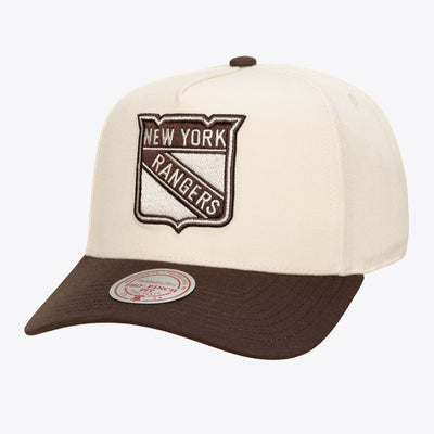 Mitchell & Ness New York Rangers Cream & Brown Pro Pinch Snapback Hat