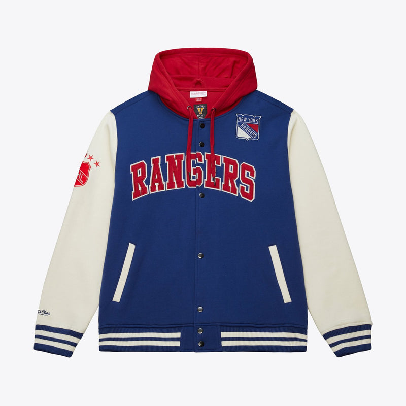 Mitchell & Ness New York Rangers Navy Rinkside Fleece Full-Snap Jacket