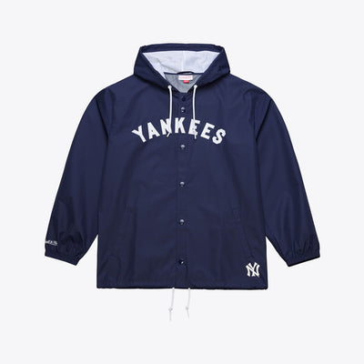 Mitchell & Ness New York Yankees Navy Coaches Full-Snap Hooded Windbreaker Jacket