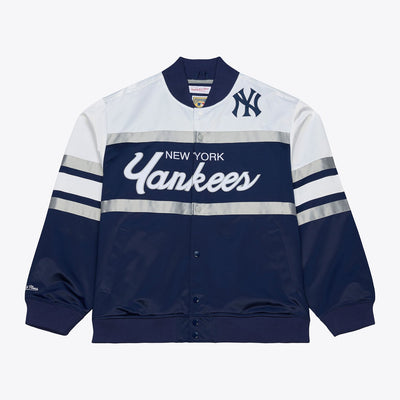 Mitchell & Ness New York Yankees Navy Head Coach Lightweight Satin Full-Snap Jacket