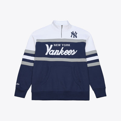 Mitchell & Ness New York Yankees Navy Head Coach Quarter-Zip Pullover