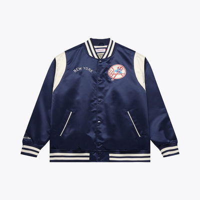 Mitchell & Ness New York Yankees Navy Retro Roots Lightweight Satin Full-Snap Jacket