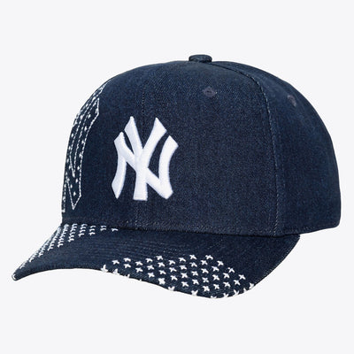 Mitchell & Ness New York Yankees Navy Run Stitch Pro Crown Snapback Hat