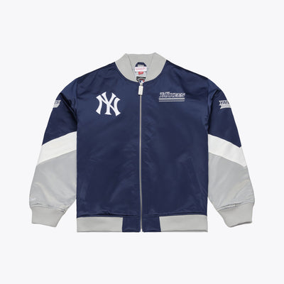Mitchell & Ness New York Yankees Navy Triple Check Heavyweight Satin Full-Zip Jacket