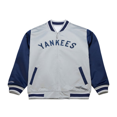 Mitchell & Ness New York Yankees White & Gray Reversible Satin Full-Zip Jacket