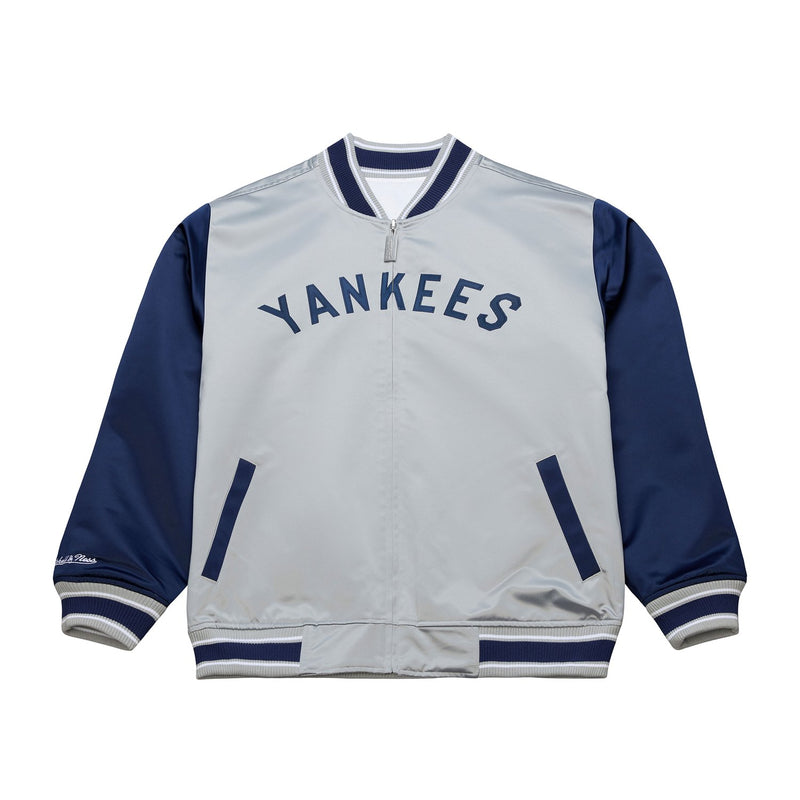 Mitchell & Ness New York Yankees White & Gray Reversible Satin Full-Zip Jacket
