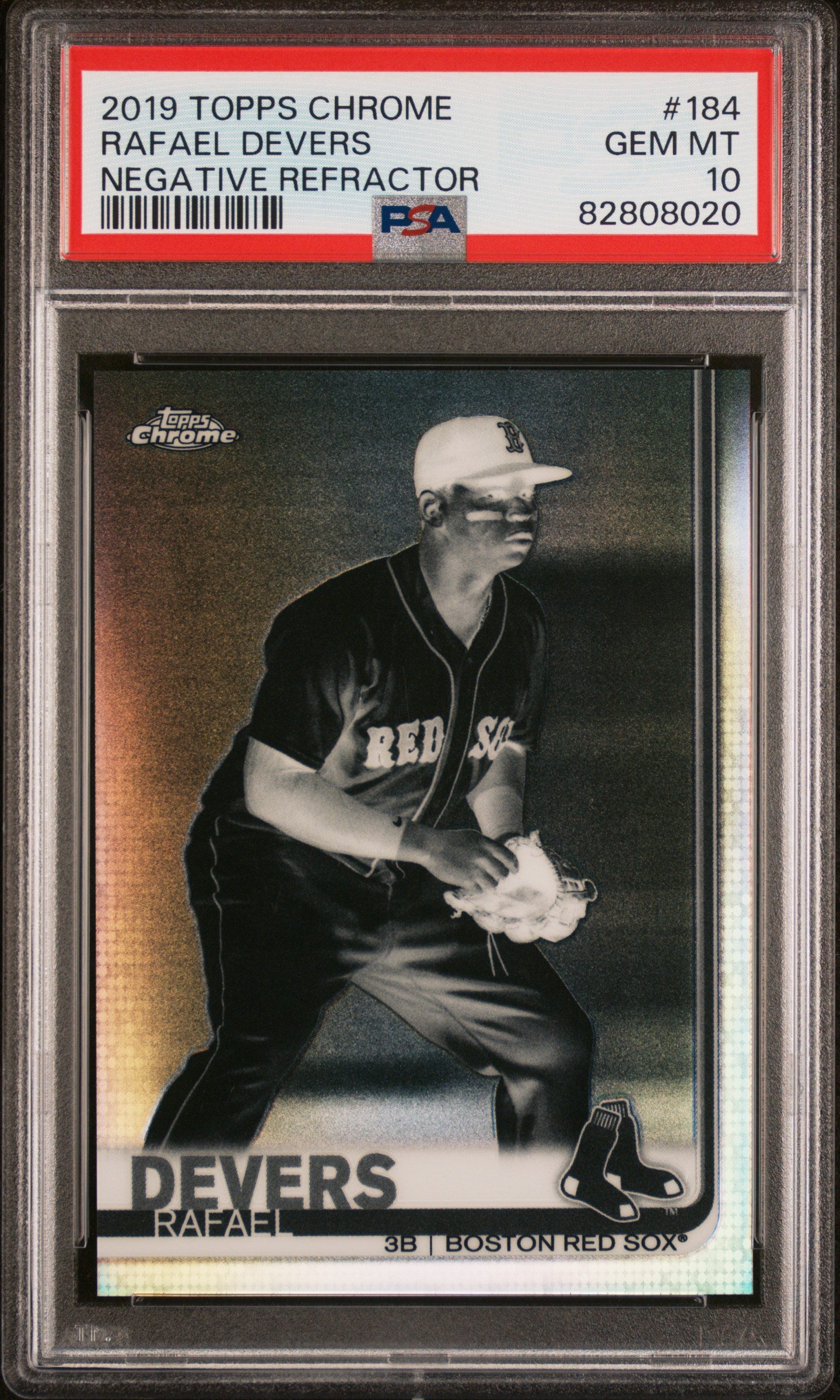 2019 Topps Chrome Negative Refractor Rafael Devers #184 PSA 10