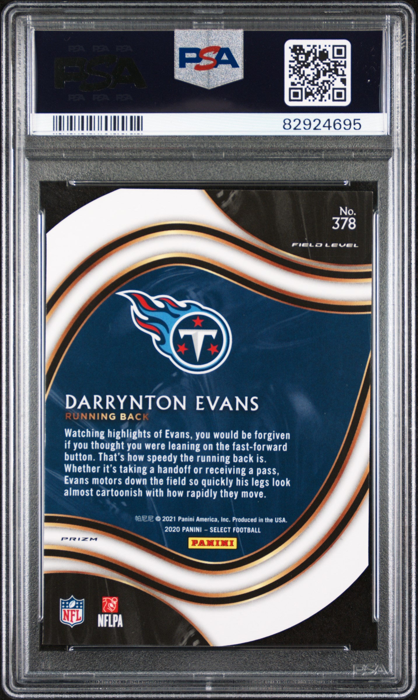 2020 Panini Select Die-Cut Blue Prizm Darrynton Evans Rookie #378 PSA 10