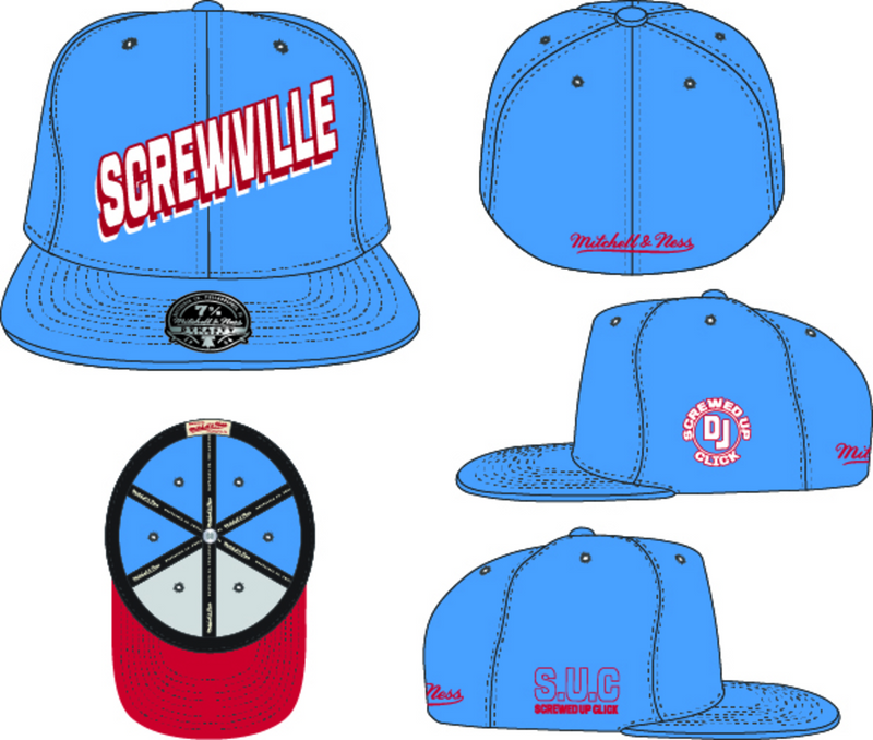 Mitchell & Ness Blue Dj Screw Fitted Hat