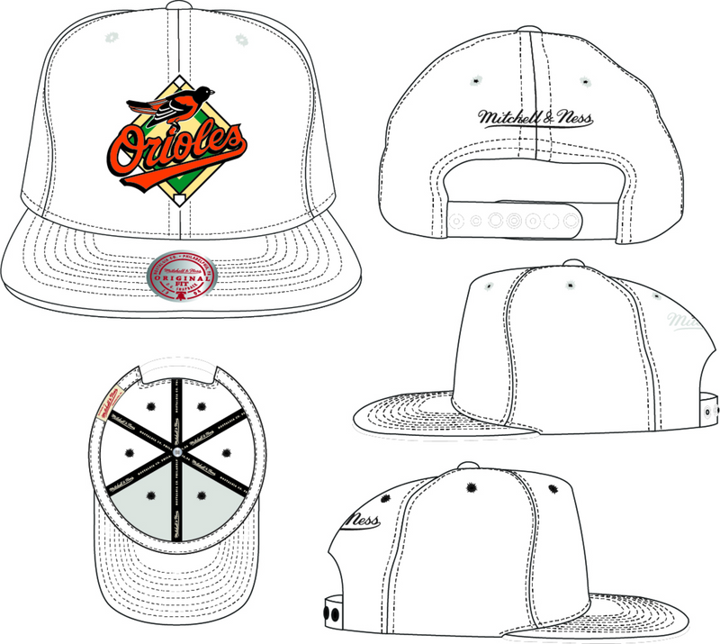 Mitchell & Ness Baltimore Orioles White Snapback Hat