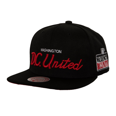 Mitchell & Ness D.c. United Black/Red Foundation Script Snapback Hat