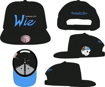 Mitchell & Ness Kansas City Wiz Black/Blue Foundation Script Snapback Hat