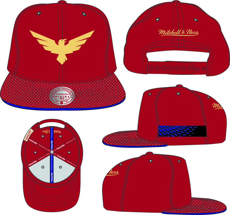 Mitchell & Ness London Royal Ravens Red Team Jersey Snapback Hat