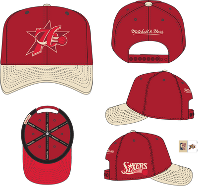 Mitchell & Ness Philadelphia 76ers Red Hardwood Classics Off Team Snapback Hat