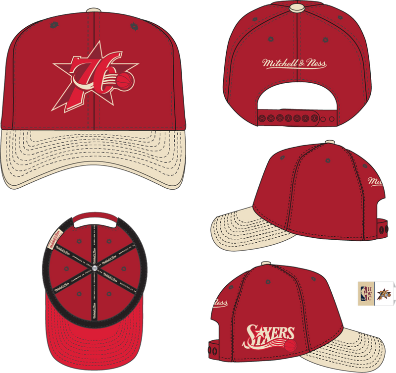 Mitchell & Ness Philadelphia 76ers Red Hardwood Classics Off Team Snapback Hat