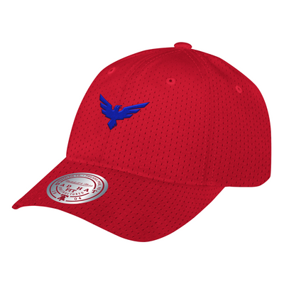 Mitchell & Ness London Royal Ravens Red Team Jersey Dad Strapback Hat