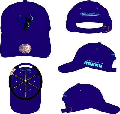Mitchell & Ness Minnesota Rokkr Purple Team Dad Strapback Hat