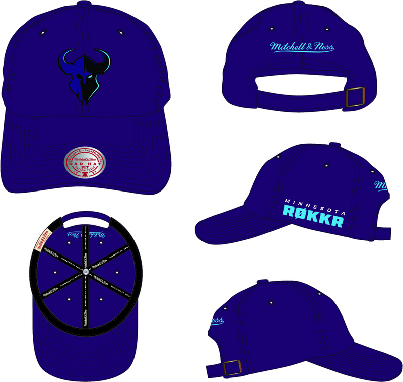Mitchell & Ness Minnesota Rokkr Purple Team Dad Strapback Hat