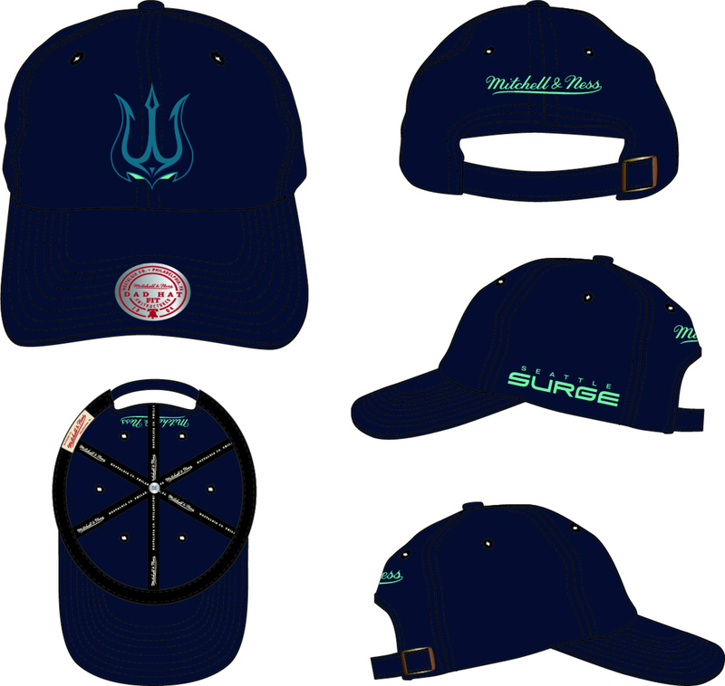 Mitchell & Ness Seattle Surge Navy Team Dad Strapback Hat