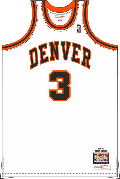 Mitchell & Ness Allen Iverson Denver Nuggets 2006 White Hardwood Classics Jersey